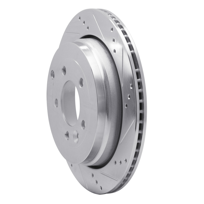 Land Rover LR3 Brake Rotor (1) - Rear Right - R1 Concepts - Drilled & Slotted - Silver - `05-`07